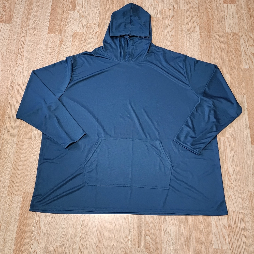 Real Essentials Men's Mesh Long Sleeve Athletic Pullover Hoodie Blue Sz 5XL